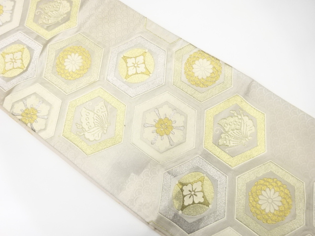 JAPANESE KIMONO / ANTIQUE FUKURO OBI / SILK / WOVEN KIKKO